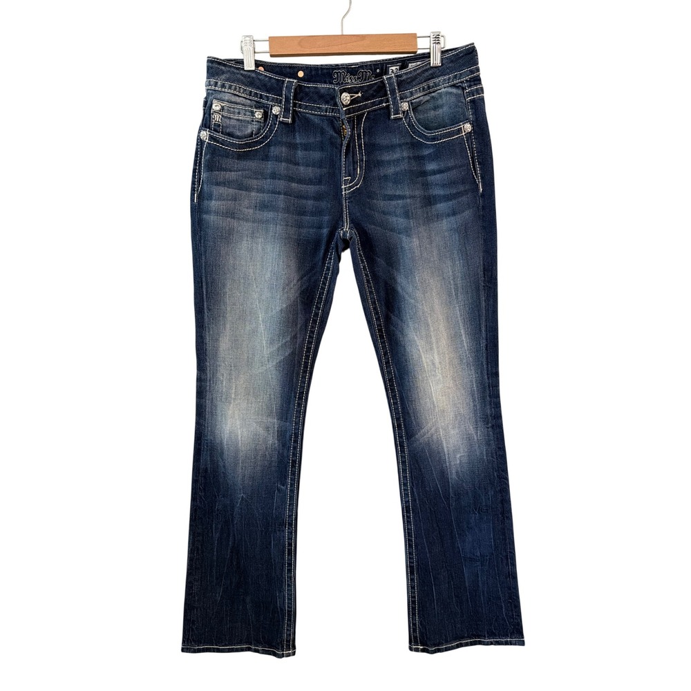 Miss Me Women Dark Wash Bootcut Jeans Rhinestone Flap Pocket JY8270B Size 32x34